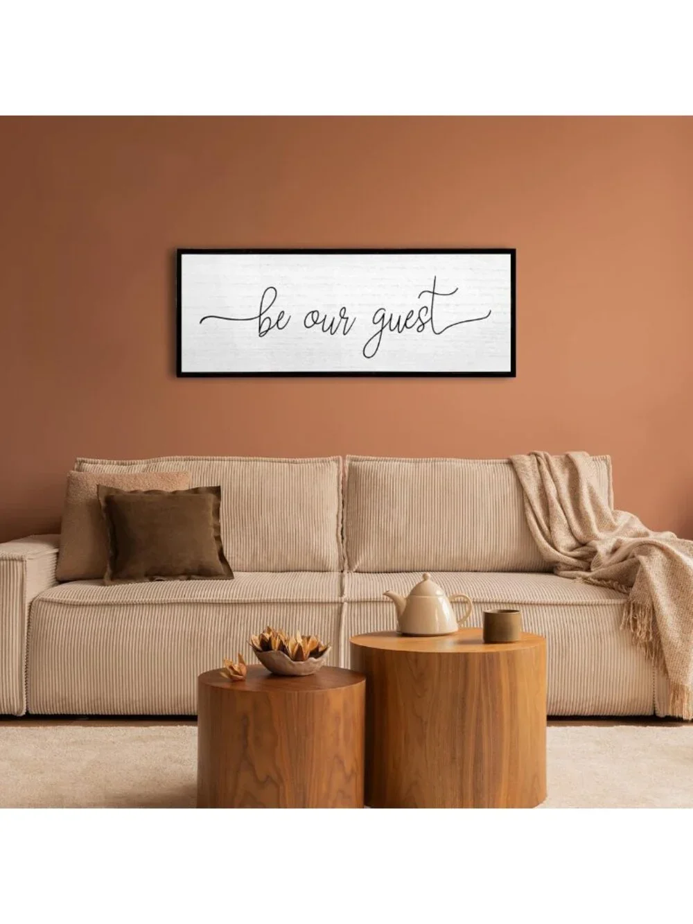 Be Our Guest Wall Decor Sign - 40''x15'', Elegant Black Home Accent Art